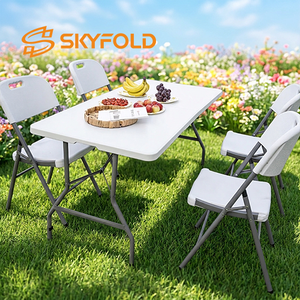 <span class=keywords><strong>Tavolo</strong></span> Pieghevole da Esterno in HDPE Stampato a Soffio, Lungo, per Conferenze, Stand, Studio Speciale, Portatile, in <span class=keywords><strong>Plastica</strong></span>, Bianco <span class=keywords><strong>Grigio</strong></span> - Product Image 6