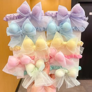 Attaches pour cheveux en maille couleur bonbon pour enfants, accessoires pour queue de cheval à haute élasticité, bandeaux en tissu, style décontracté - Product Image 1