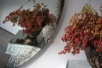 Décoration murale artisanale, miroir incurvé, miroir mural convexe antique avec clips en laiton