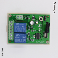 Circuit de télécommande RF 433Mhz Interrupteur sans fil universel DC 12V 2CH Récepteur de relais RF et émetteur de porte-clés pour garage