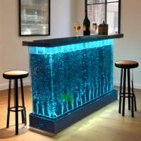 Meubles de bar personnalisés en usine, éclairage LED, fontaine dansante, mur de bulles d'eau, panneau acrylique, comptoir de bar, armoire à vendre