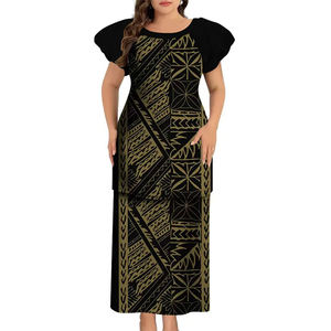 Vestido Formal Elegante Personalizado con Estampado Digital, de Punto, Maxi, de Manga Corta, Conjunto de Dos Piezas para Oficina, Ropa de Mujer - Product Image 3