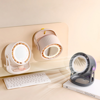 Ventilateur de maquillage avec miroir et lumière LED, ventilateur mural ou de bureau, silencieux, grand débit d'air, rechargeable par USB, ventilateur personnel portable