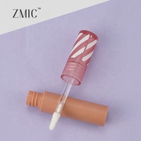 Tube de gloss à lèvres rond mat personnalisé de 2,5 ml, conteneur vide pour rouge à lèvres liquide, emballage cosmétique avec capuchon transparent rayé
