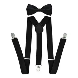 Bretelles réglables en polyester avec nœud papillon pour enfants et adultes, différentes couleurs, largeur 3,5 cm, boucle en acier - Product Image 1