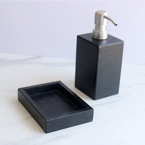 Porte-<span class=keywords><strong>savon</strong></span> en pierre d'ardoise naturelle noire distributeur de lotion liquide bouteille rechargeable pour salle de bain et comptoir - Product Image 1