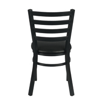 Chaise de salle à manger en métal noir durable, siège rembourré en cuir PU, sièges industriels pour café, hôtel, restaurant commercial
