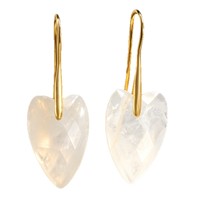 Boucles d'oreilles pendantes D1018 en pierre naturelle, cœur en quartz clair, base en laiton plaqué or, boucles d'oreilles pendantes pour femmes, bijoux bohèmes