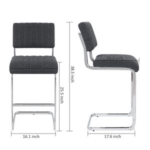 KirKasa 25.5\" Modern Counter Height <strong>Bar</strong> Stools Set White Fabric Upholstered Kitchen Chair Chrome Metal Base Home <strong>Bar</strong> Outdoor - Product Image 2
