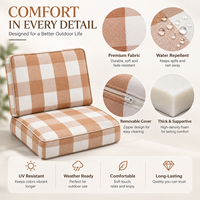 Coussin de chaise de bistrot amovible en cannage, motif pied-de-poule caramel, idéal pour brunch, thé, déjeuner, jardin, barbecue