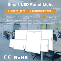 Panneau lumineux LED à détecteur de mouvement et de lumière du jour 60x60cm 25W 30W IP20, montage en surface, plafonnier pour garage, bureau