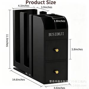 Étagère de rangement en bois pour café et boissons avec tiroirs, porte-sachets de thé et porte-capsules de café avec étagère de rangement - Product Image 4