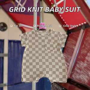 Nuevo Pelele de Punto Corto Korababy Grid 2026 para Bebés y Niños Pequeños, Unisex, Cierre de Botones, Estilo Casual de <span class=keywords><strong>Verano</strong></span> - Product Image 2