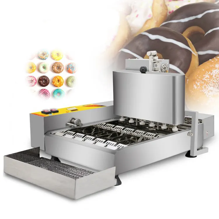 उच्च गुणवत्ता वाले डोनट फ्रायर चॉकलेट ग्लेज़िंग मशीन स्वचालित डोनट बनाने की मशीनें वाणिज्यिक