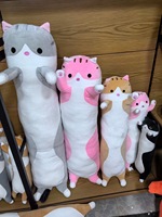 Oreiller en peluche doux RTS, grand format, chat câlin, dessin animé, chat long, pattes de chaton, compagnon de sommeil, coussin de soutien, animal en peluche