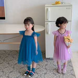 Robe trapèze personnalisable pour filles, nouvelle collection été 2026, en tissu peigné uni, avec petites manches volantées, bretelles, style princesse, bouffante, longueur genou et volants - Product Image 4