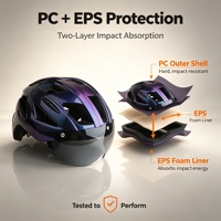 Casque de vélo de route haute performance avec lunettes magnétiques, résistant à l'eau, en PC+EPS, visière transparente - Léger et monobloc pour