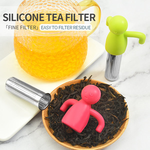 Hot Cute Stainless Steel Animal Shape Durable Little Man People Tea Infuser Filter Teapot for <strong>Kitchen</strong> <strong>Use</strong> - Product Image 2