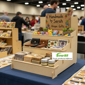 Wooden Retail Display Stand 3 Tier Countertop Rack Product <b>Shelf</b> for Vendor Use - Product Image 2