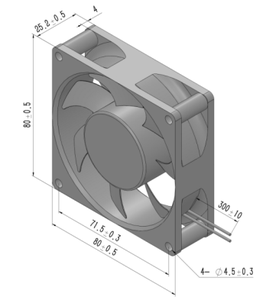 Ventilador de Refrigeración BAST 8025 Modelo 28V 6000RPM 80x80x25mm DC con Doble Rodamiento de Bolas, Aspas de PBT, IP68 Impermeable, PWM, ODM - Product Image 3