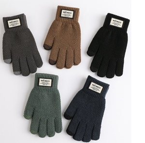 Gants d'écran tactile tricotés grande taille pour hommes d'automne/hiver avec gants d'écran tactile <span class=keywords><strong>en</strong></span> <span class=keywords><strong>laine</strong></span> chaude Jacquard épaissie <span class=keywords><strong>en</strong></span> polaire - Product Image 3