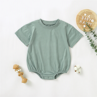 Barboteuse Bébé Bleu Ardoise Personnalisée Coupe Ample et Souple pour l'Été 100% Coton Biologique Vêtements Bébé pour Filles et Garçons