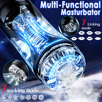 Leistungsstarker Männlicher Saugmasturbator Sexspielzeug für Männer Automatische Vibrations-Blowjob-Maschine Transparenter Masturbationsbecher Erotik-Artikel