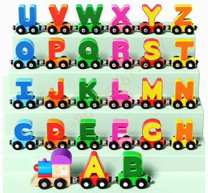 lz Trex Alphabet Train 26 lettres anglaises Puzzle en bois solide interactif parent-enfant Cadeau d'anniversaire - Product Image 4