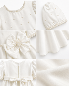 ชุดเดรสผ้าซาตินมุกพรีเมียมพร้อมโบว์คาดเอวสำหรับงานแต่งงาน - Product Image 4