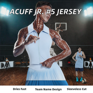 สำหรับผู้ชาย # เสื้อบาสเก็ตบอลแบบไม่มีแขนคอวีแห้งเร็ว รุ่น 5 Acuff Jr. ผลิตจากผ้าสแปนเด็กซ์/ไนลอน เย็บติดกัน - Product Image 2