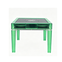 Table de Mahjong Électrique Flottante Américaine de Luxe Moderne avec Mélangeur Automatique, Pieds en Acrylique et Tapis Personnalisé pour le Poker et les Jeux d'Hasard