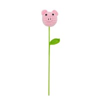 Bouquet de fleurs en coton fait main au crochet, tête d'animal simulée, cochon en peluche, décoration créative pour la maison, plante de dessin animé