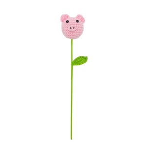 Ramo de Flores de Algodón con Cabeza de Animal de Ganchillo Hecha a Mano, Simulación de Cerdito de Peluche, Decoración Creativa para el Hogar, Planta de Dibujos Animados - Product Image 5