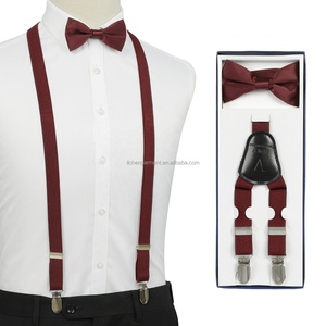 Vente en gros de <span class=keywords><strong>bretelles</strong></span> élastiques à nœud papillon et à dos en Y de couleur unie pour hommes et garçons personnalisés - Product Image 1