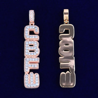 Pendentif personnalisé NUOYA avec initiale en police verticale, entièrement serti de zircone cubique, plaqué argent, bijou avec plaque nominative