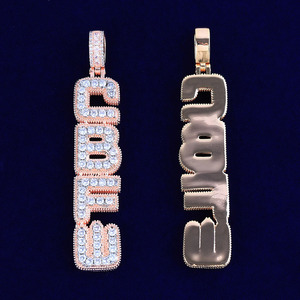 NUOYA Customize Vertical Font <strong>Initial</strong> <strong>Pendant</strong> Fully Iced Out <strong>Silver</strong> Plated Personalized CZ Letter <strong>Pendant</strong> Name Plate Jewelry - Product Image 5