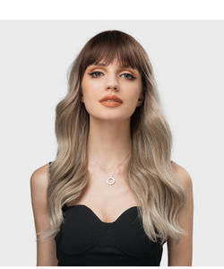 วิกผมยาวลอนคลื่นน้ำสีเข้มสำหรับผู้หญิง ทนความร้อนได้ วิกผมแบบเต็มศีรษะ สไตล์ยุโรปอเมริกัน เส้นใยทนความร้อนสูง 100% - Product Image 5