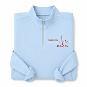 Cadeau pour les cardiologues, médecins et infirmières |   Veste personnalisée à col montant brodée et tissée avec fermeture éclair - Automne/Hiver/Printemps - Product Image 1