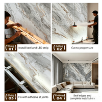 Panneaux décoratifs en marbre ultra-fins translucides de luxe avec support lumineux en acrylique pour entrée et mur TV