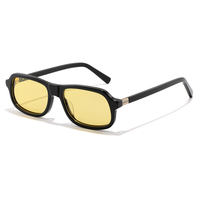 Lunettes de soleil unisexes Havana Tortoise Acetate Frame Full Rim UV400, monture carrée rétro, verres gris clair, style vintage léger, style plage