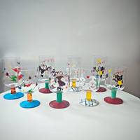 Vente en gros de tasses à café, gobelets, verres à vin rouge et coupes à glace modernes, peints à la main, motif ours de dessin animé mignon, grande capacité, réutilisables, pour fêtes