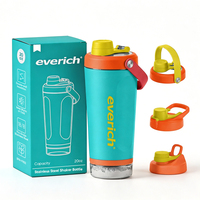 Bouteille shaker en acier inoxydable gravable au laser avec compartiment amovible pour poudre de protéines, 20 oz, pour entraînement sportif