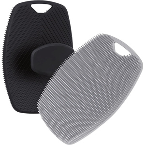 Brosse exfoliante ovale en silicone de qualité supérieure pour le corps, le dos, le visage et le cuir chevelu, noire, pour la douche - Product Image 1