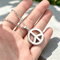 Collier Pendentif Signe de Paix en Acier Inoxydable Anti-ternissement, Chaîne de Cou Symbole de Paix Vintage, Accessoires Tendance Unisexe pour Superposition 1133