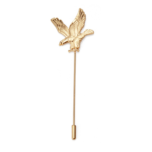 Daili Gold <span class=keywords><strong>Eagle</strong></span> Head Broche Delicadamente Gravado Handmade Lapel Pin Broche Longo Lapela Pinos para Unisex - Product Image 1