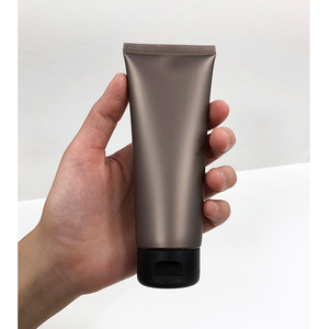 Plastic Squeeze Tube Matte Brown Gold 100ml PE Cosmetic Packaging <b>Flip</b> <b>Top</b> Custom Logo Hand Cream Lotion Facial Cleanser - Product Image 3