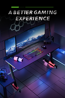 Bureau de jeu ergonomique AOR ESPORTS avec structure métallique en Z moderne, surface en bois, éclairage RGB, texture fibre de carbone, qualité P2