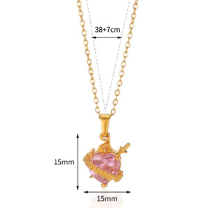 Collier tendance en cristal avec pendentif cœur pêche rose, <span class=keywords><strong>flèche</strong></span> d'Amor et fleur, orné de diamants, modèle 2026, le plus vendu - Product Image 6