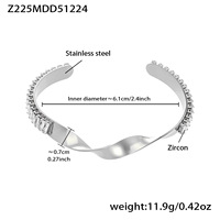 Bracelet tendance pour femme en acier inoxydable, jonc ouvert géométrique avec zircon pavé, hypoallergénique, bijoux en or et argent, cadeau
