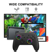 Controlador RGB de diente azul inalámbrico de doble vibración para Nintendo Switch OLED/Switch Lite/PC/Gamepad móvil Joystick multifunción